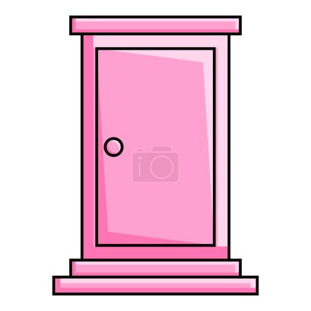 pink door illustration. cartoon style vector isolated on white background. design for poster, cover, social media, web.