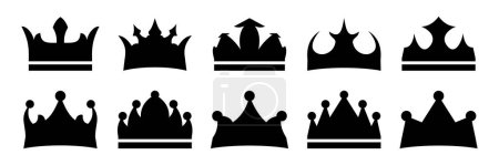 Ilustración de Corona icono silueta colección. vector de signo simple aislado sobre fondo blanco. diseño para logo, aplicación, web, póster. - Imagen libre de derechos