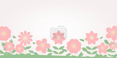 Ilustración de Fondo de primavera rosa con hermosas flores, Área de espacio de copia gratis. Diseño para Banners, Carteles, Tarjetas de felicitación, Web, Redes Sociales. - Imagen libre de derechos