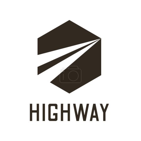 Illustration for Hexagon abstract minimalistic monochrome sign of speed highway route - Royalty Free Image