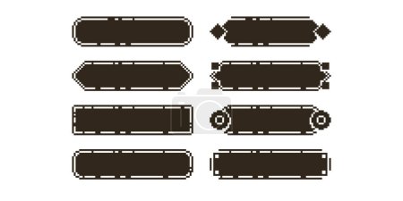 Ilustración de 1bit vacío juego interfaz horizontal de usuario marcos negros en pixel art retro platformer estilo - Imagen libre de derechos