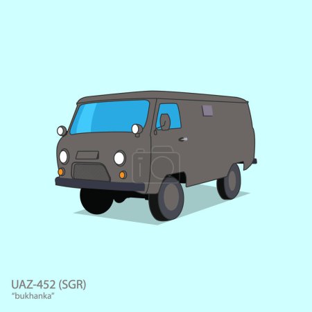 Ilustración de Ilustración vectorial simple del coche UAZ 452 SGR bukhanka - Imagen libre de derechos