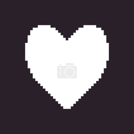 black and white simple flat 1bit pixel art abstract heart shape icon
