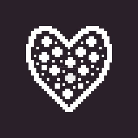 Schwarz-weiß einfache flache 1bit Pixel Kunst abstrakt gepunktet im Rahmen Herz-Symbol