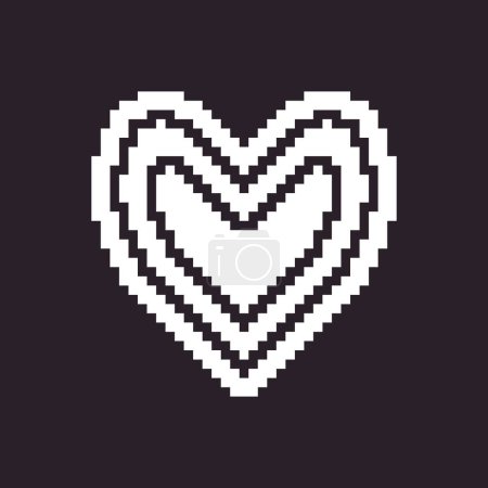 Schwarz-weiß einfache flache 1bit Pixel Kunst abstraktes Herz in Herz-Symbol