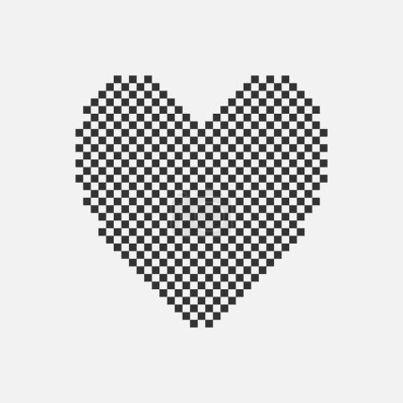 Illustration for Black and white simple flat 1bit pixel art abstract dotted halftone heart icon - Royalty Free Image