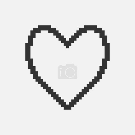 Schwarz-weiß einfache flache 1bit Pixel Kunst abstrakte Herzform Frame-Symbol