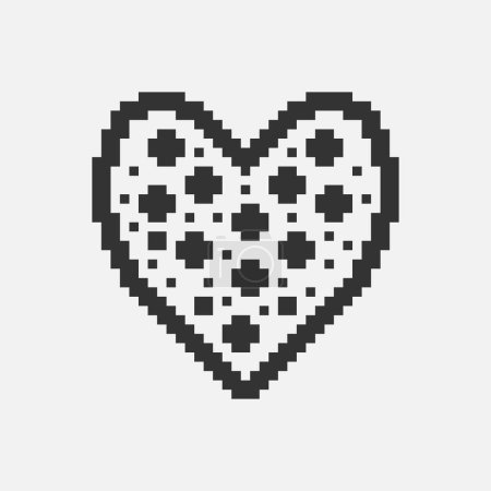 black and white simple flat 1bit pixel art abstract dotted inside frame heart icon