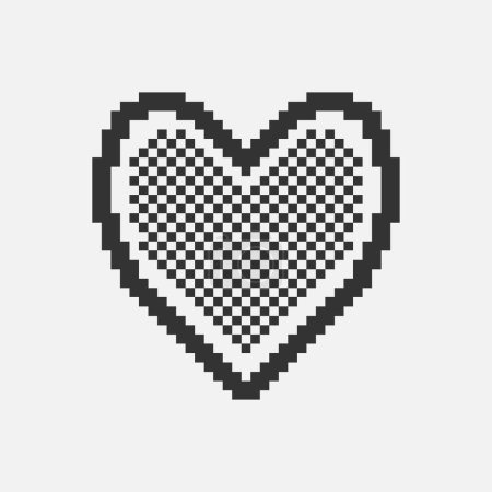 black and white simple flat 1bit pixel art abstract dotted inside heart icon