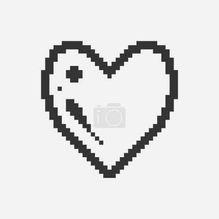 blanco y negro simple plano 1bit pixel arte abstracto jabón burbuja corazón icono