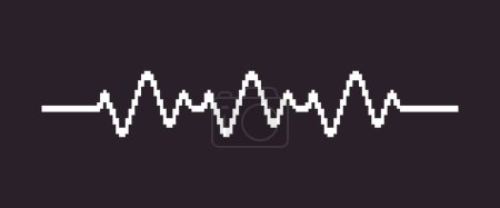 Illustration for Black and white simple flat 1bit vector pixel art of heartbeat cardiogram line - Royalty Free Image