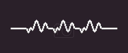 black and white simple flat 1bit vector pixel art of heartbeat cardiogram line