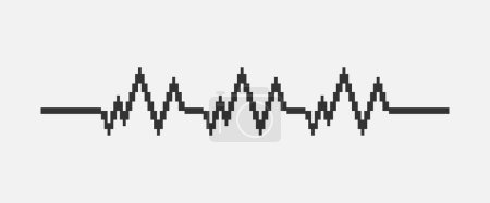 blanco y negro simple plano 1bit vector pixel arte de la línea cardiograma latidos del corazón