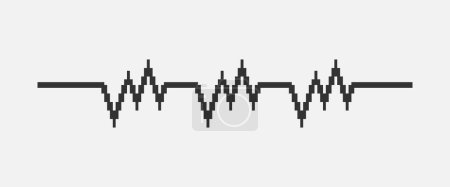 Téléchargez les illustrations : Pixel vectoriel plat simple noir et blanc 1bit art de la ligne de cardiogramme de battement de coeur - en licence libre de droit