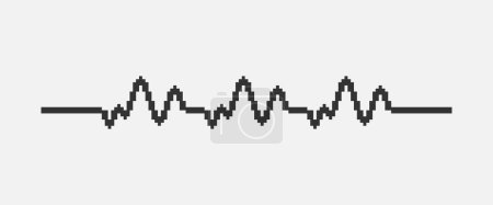 blanco y negro simple plano 1bit vector pixel arte de la línea cardiograma latidos del corazón