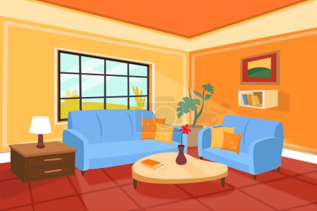 Foto de Dibujos animados sala de estar interior premium vector ilustración - Imagen libre de derechos