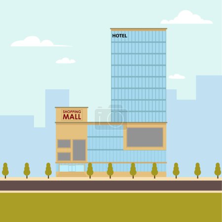 Foto de Centro comercial y edificio del hotel ilustración vectorial premium - Imagen libre de derechos