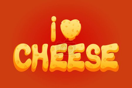 Foto de Me encanta texto de queso en el estilo de ilustración vector de queso - Imagen libre de derechos