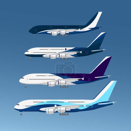 Airplanes Set of different designs vector illustration