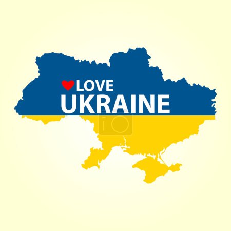 Love Ukraine text on Ukraine map