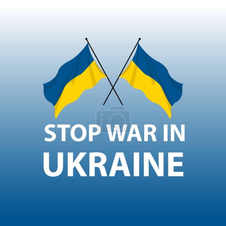 Foto de Detener la guerra en Ucrania texto con banderas arte vectorial - Imagen libre de derechos