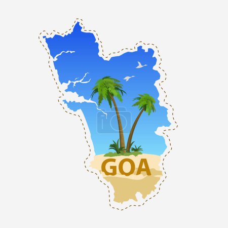 Foto de Goa mapa con playa y texto premium vector ilustración - Imagen libre de derechos