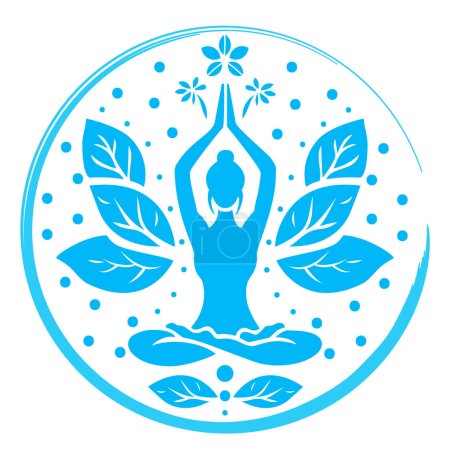 Yoga - Meditación en posición de loto sobre el fondo del sol naciente. el emblema del yoga