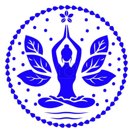 Yoga - Meditation in the lotus position against the background of the rising sun. the emblem of yoga