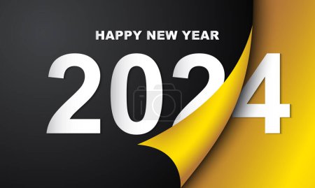 Happy New Year 2024 greeting card design template.