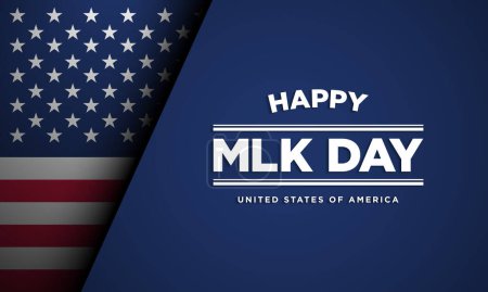 Téléchargez les illustrations : Conception d'arrière-plan MLK Day avec drapeau américain. - en licence libre de droit