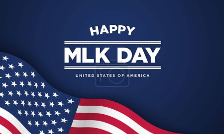 Téléchargez les illustrations : Conception d'arrière-plan MLK Day avec drapeau américain. - en licence libre de droit