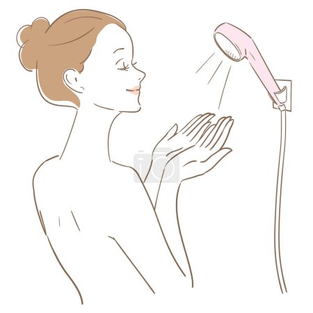 Una mujer con el pelo lindo tomando una ducha