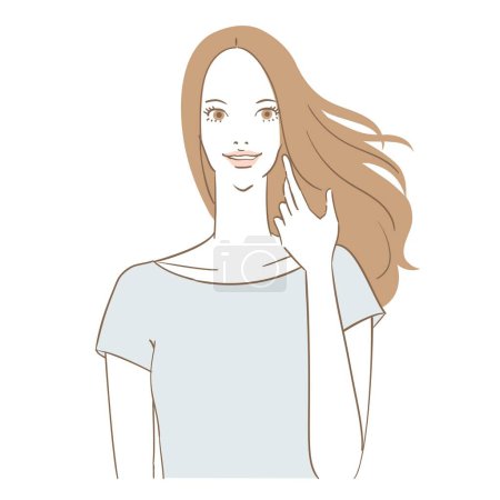 Illustration for A fashionable and mature woman with beautiful hair - Royalty Free Image