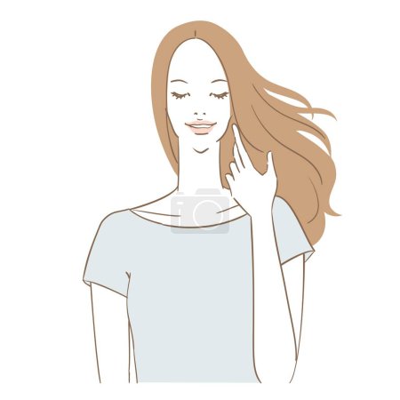 Illustration for A fashionable and mature woman with beautiful hair - Royalty Free Image