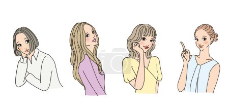 Illustration for Stylish female upper body with various expressions Stylish female upper body with various expressions - Royalty Free Image