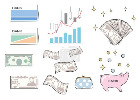 Ilustración de Varios conjuntos de iconos relacionados con el dinero - Imagen libre de derechos