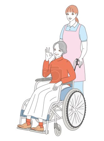 Elegant senior and caregiver in a wheelchair