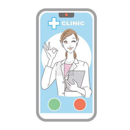 Illustration for Female doctor upper body with various expressions - Royalty Free Image
