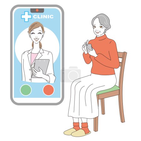 Illustration for Senior woman receiving online medical treatment - Royalty Free Image