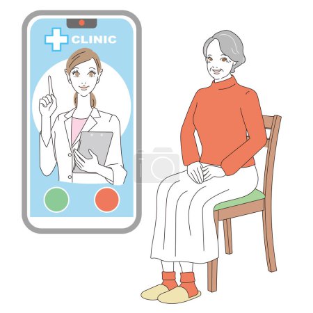 Senior woman receiving online medical treatment