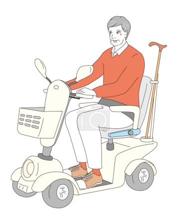 Ilustración de Elegante hombre mayor en silla de ruedas - Imagen libre de derechos