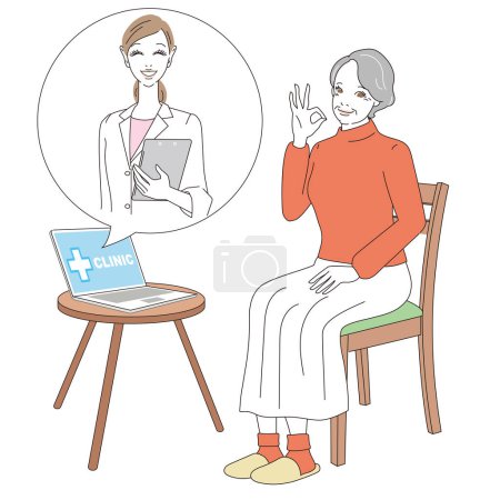 Senior woman receiving online medical treatment