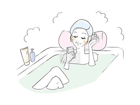 une femme se relaxant dans le bain