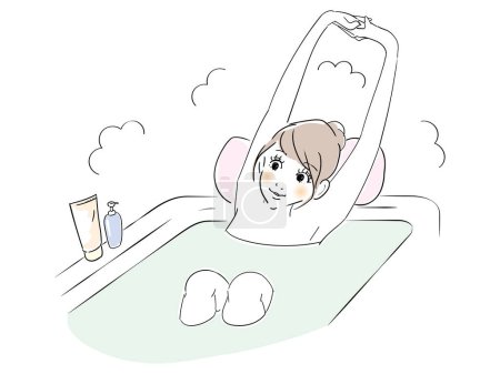 Téléchargez les illustrations : Une femme se relaxant dans le bain - en licence libre de droit