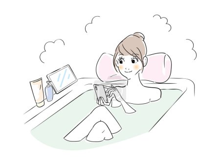 Illustration for A woman relaxing in the bath - Royalty Free Image