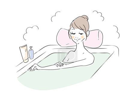 Ilustración de Una mujer relajándose en el baño - Imagen libre de derechos