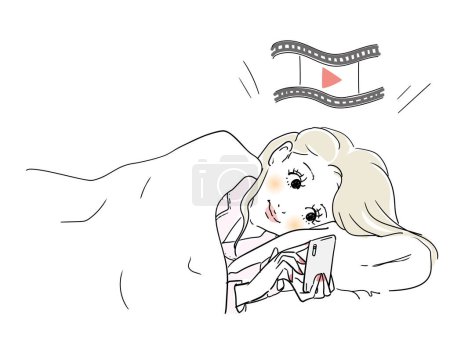 Téléchargez les illustrations : Femme mignonne au lit - en licence libre de droit