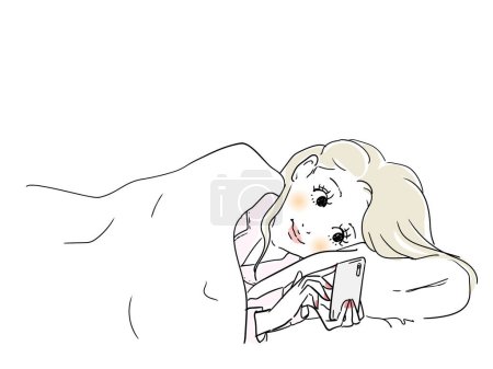 Ilustración de Mujer linda en la cama - Imagen libre de derechos