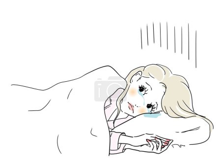 Illustration for Cute woman in bed - Royalty Free Image