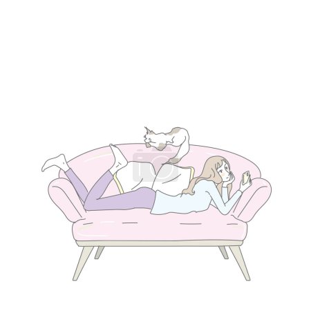 Une personne utilisant un smartphone tout en se relaxant sur un canapé